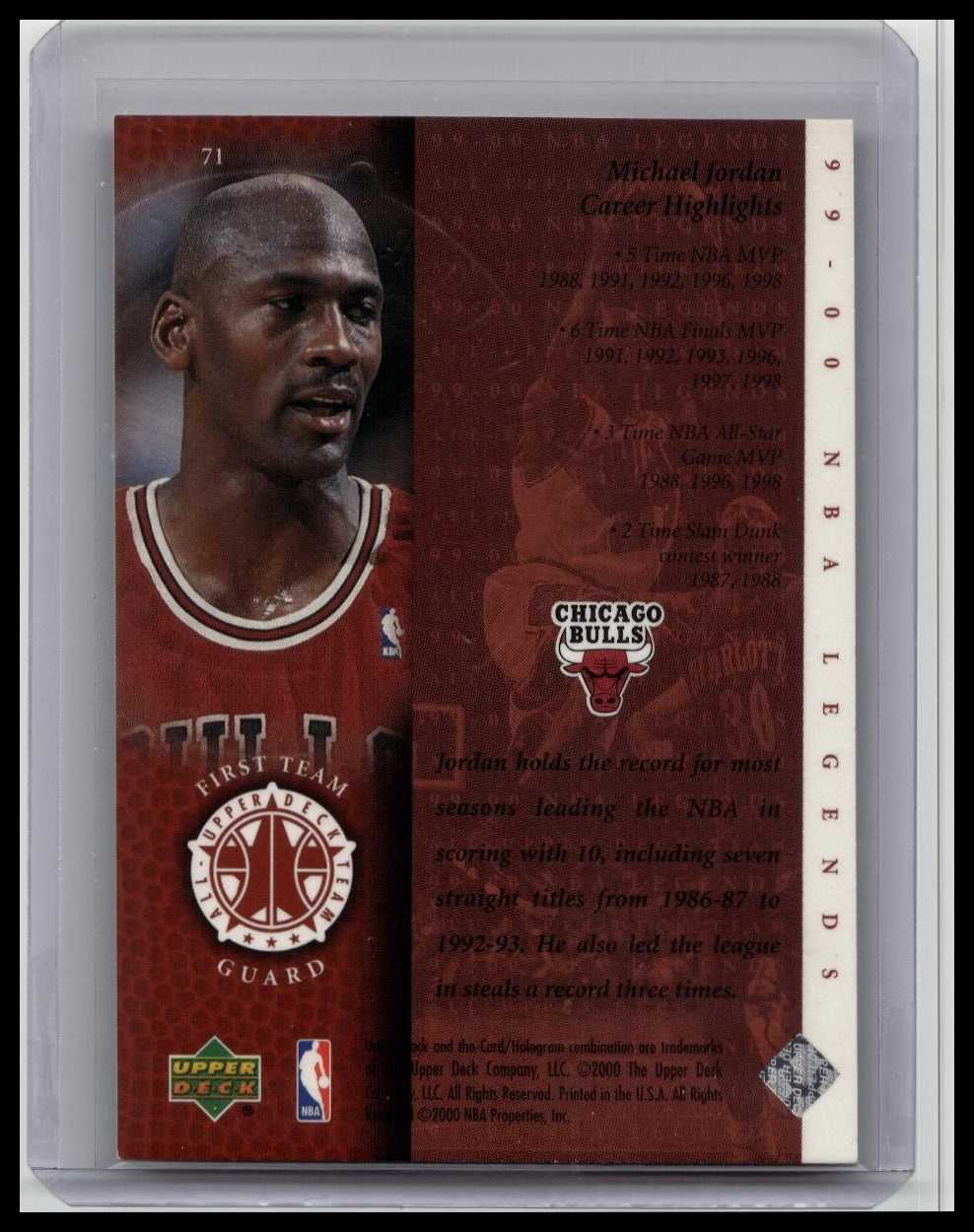1999-2000 Upper Deck NBA First Team Guard #71 MICHAEL JORDAN Chicago Bulls