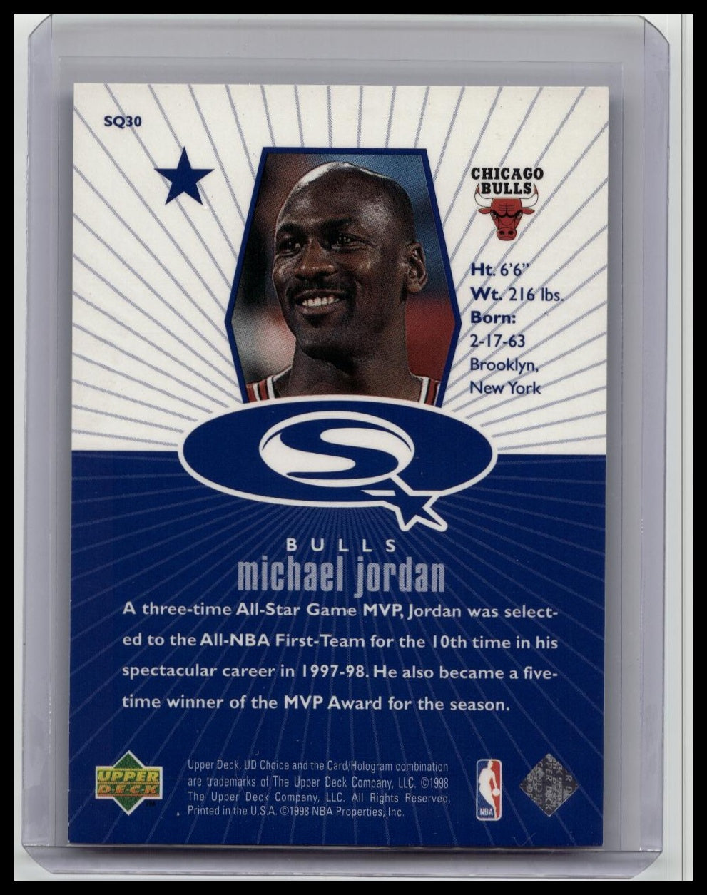 1998-99 Upper Deck Choice Michael Jordan Blue Starquest SQ30 Bulls