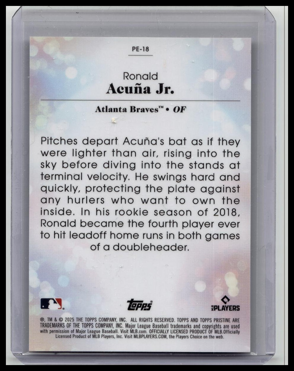 2025 Topps Pristine Ronald Acuna Jr. Pearlescent #PE-18 Braves
