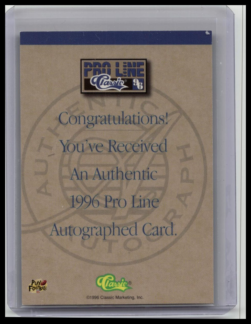 1996 Pro Line - Autographs - Jim Plunkett - On Card Auto
