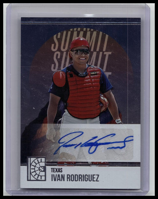 2022 PANINI CAPSTONE SUMMIT AUTO IVAN RODRIGUEZ RANGERS