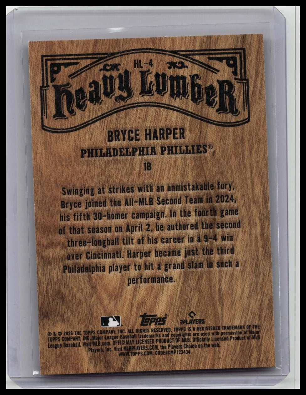 2026 Topps Series 1 - Heavy Lumber Bryce Harper #HL-4