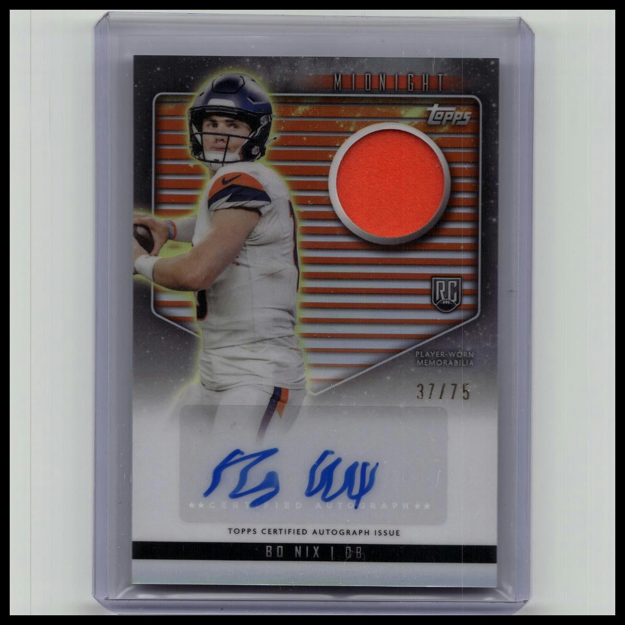 2024 Topps Midnight Bo Nix Rookie Auto Patch (RC) /75 Dusk Broncos RPA