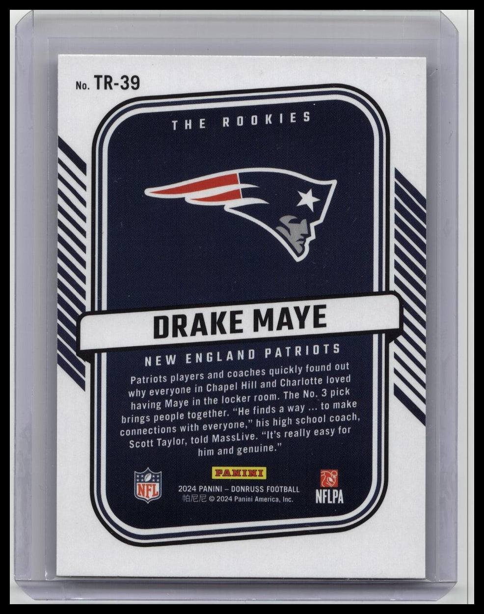 Panini 2024 Donruss The Rookies Silver Checker Drake Maye TR-39 Rookie Patriots