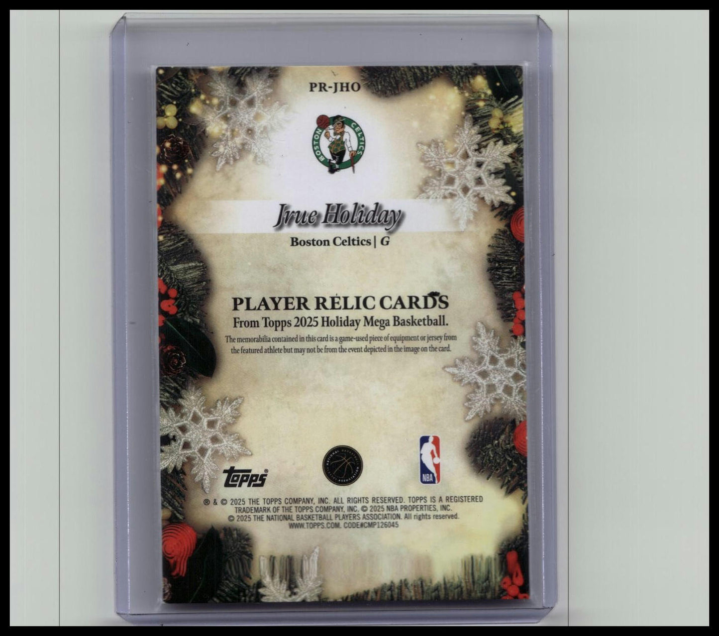2025-26 Topps Holiday #PR-JHO Jrue Holiday Player Relics Purple #/199