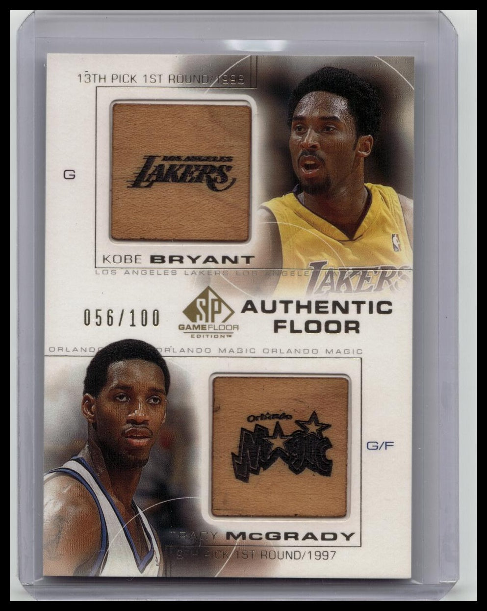 2000-01 Kobe Bryant & Tracy McGrady SP Game Used Authentic Floor Gold #'d /100