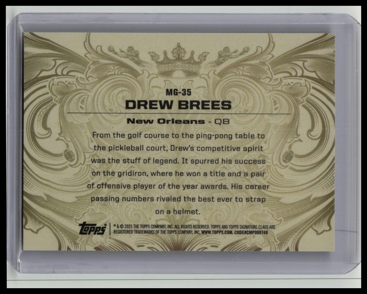 Drew Brees 2024 Topps Signature Class #MG-35 Monarchs of the Game SSP CASE HIT