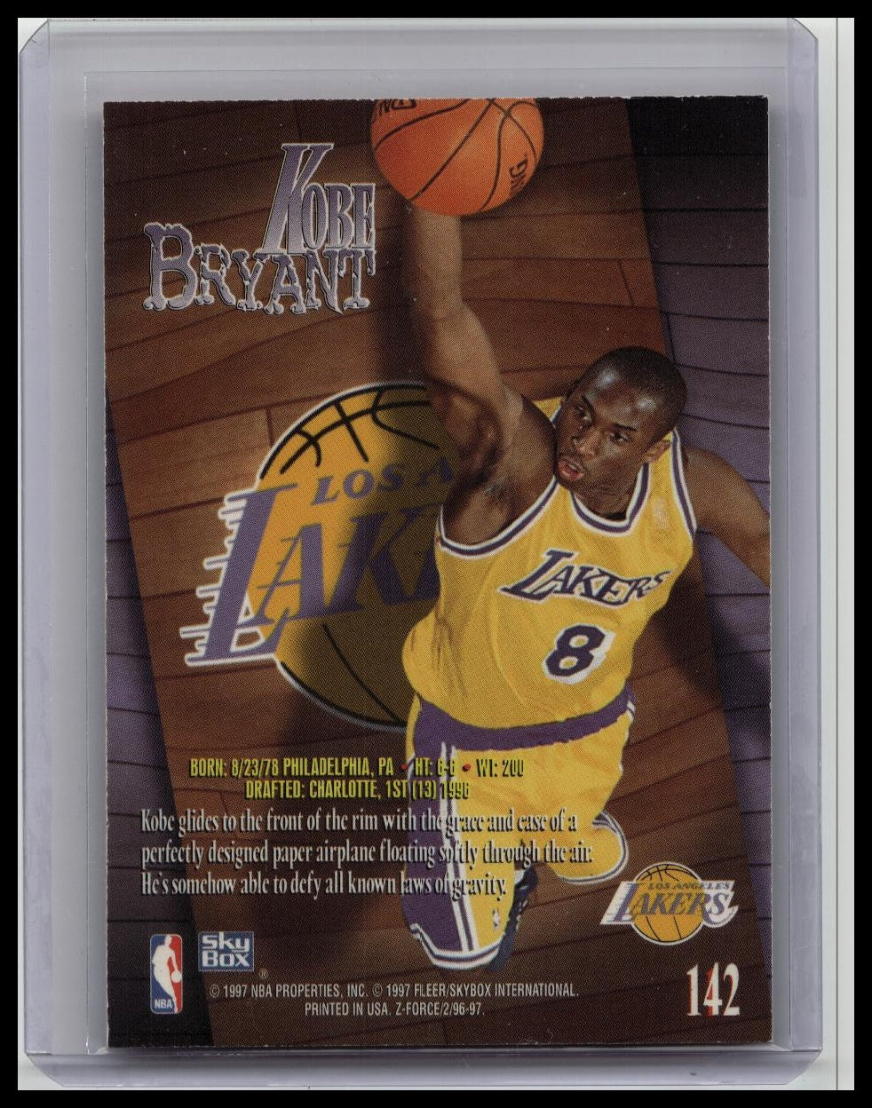 1997 Fleer Skybox KOBE BRYANT Official Skybox Rookies #142