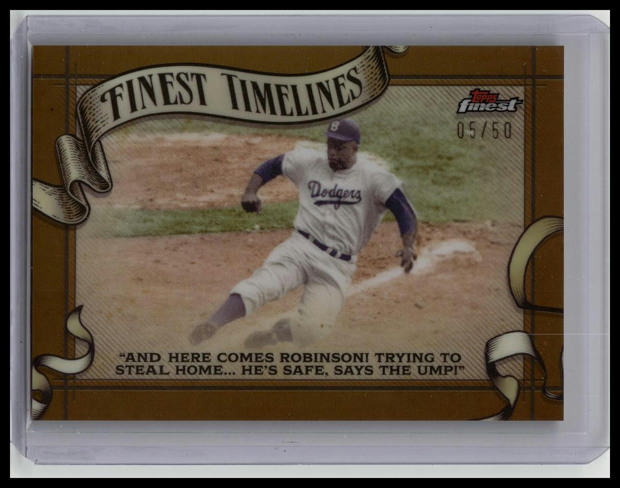 2025 Finest Jackie Robinson Timelines Gold Refractor #/50 Dodgers