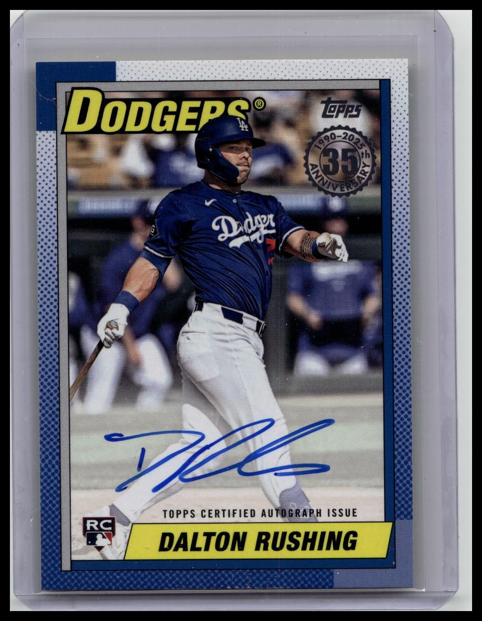 Dalton Rushing Rookie Auto 2025 Topps - 1990 35th Anniversary #90AU-DR Dodgers