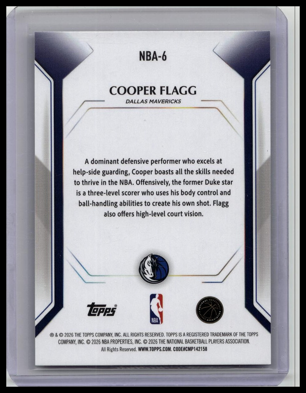 2026 Topps Collectors kit Cooper Flagg Wave Parallel Rookie RC #NBA-6