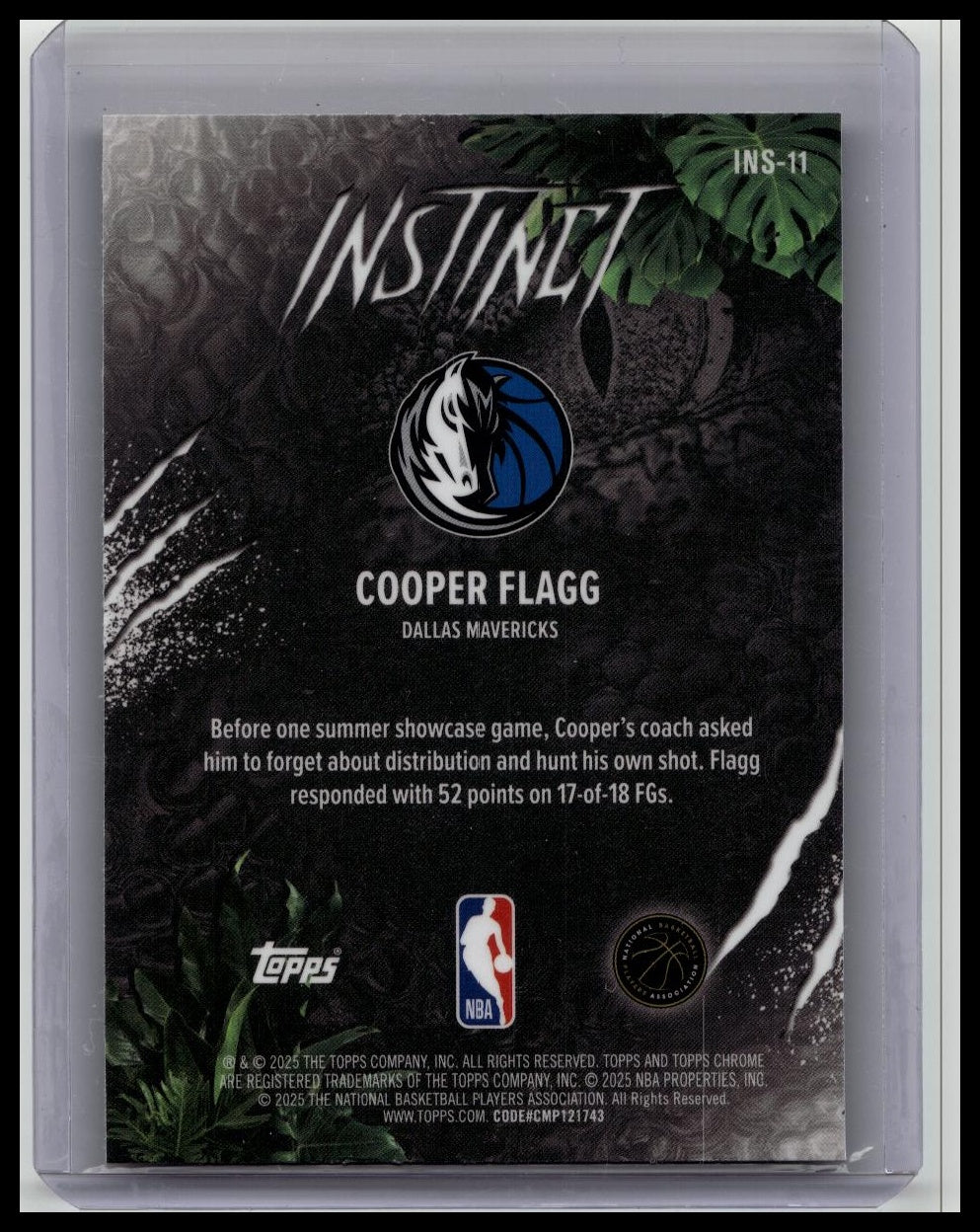 2025-26 Topps Chrome Instinct #INS-1 Cooper Flagg Mavericks RC Rookie