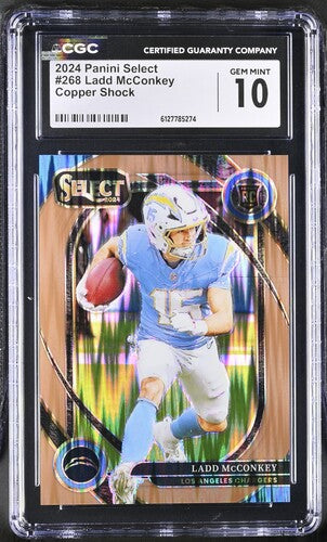 2024 Panini Select - Club Level Ladd McConkey #268 Copper Shock Prizm /299 (RC)