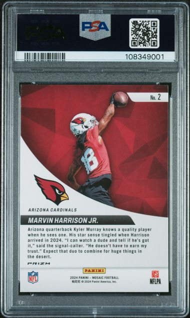 2024 PANINI MOSAIC ELEVATE #2 MARVIN HARRISON JR. ELEVATE-GREEN PSA 9