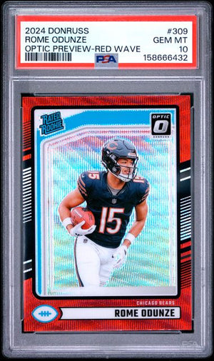 2024 PANINI DONRUSS #309 ROME ODUNZE OPTIC PREVIEW-RED WAVE ROOKIE PSA 10