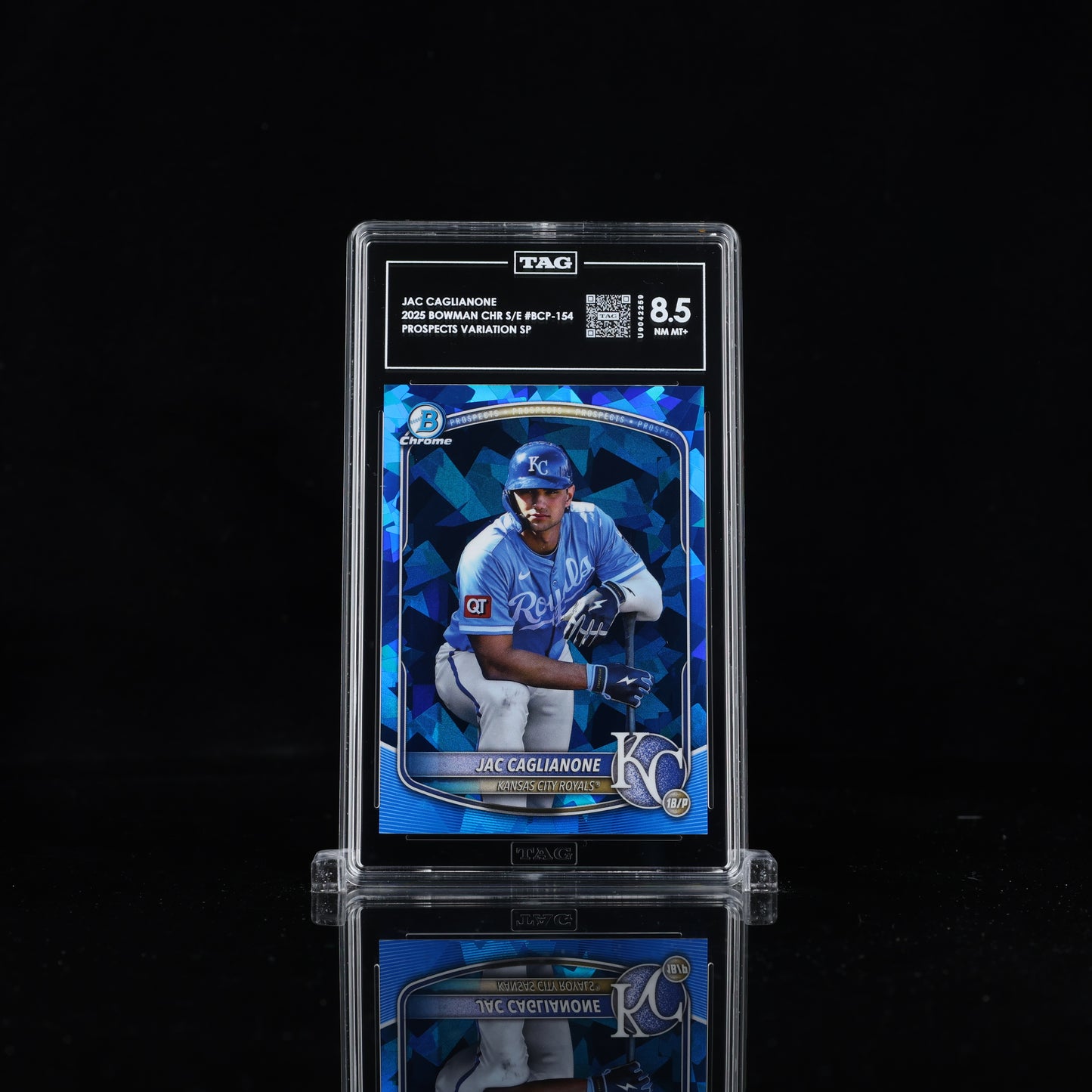JAC CAGLIANONE 2025 BOWMAN CHROME SAPPHIRE PROSPECTS VARIATION SP TAG 8.5