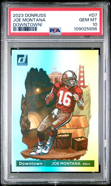 2023 PANINI DONRUSS DOWNTOWN! #D7 JOE MONTANA PSA 10