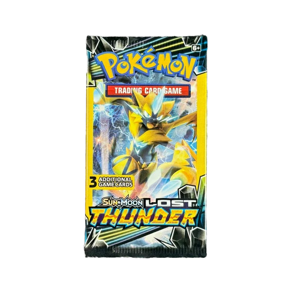 S&M Lost Thunder 3 Card Booster Pack box image