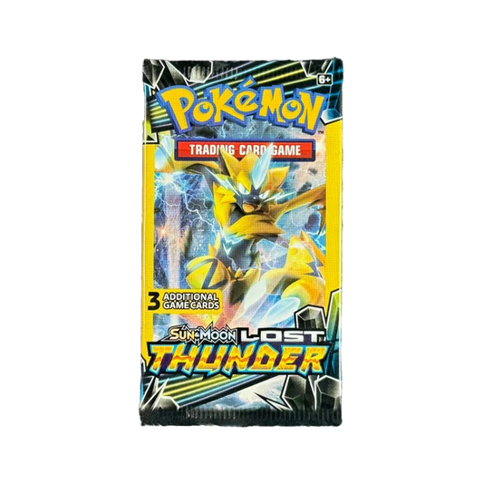 S&M Lost Thunder 3 Card Booster Pack box image