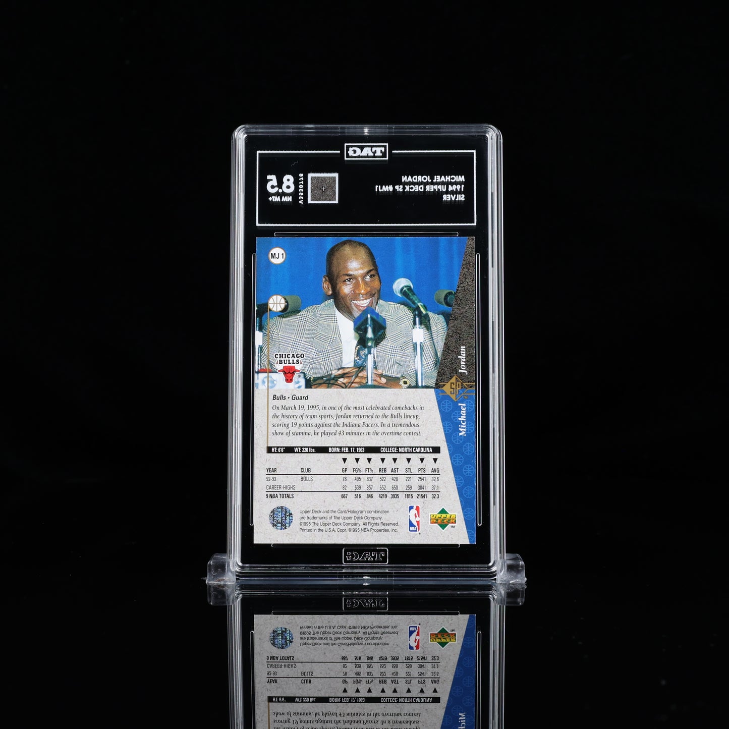 1994-95 SP Michael Jordan Inserts Silver #MJ1 Bulls TAG 8.5