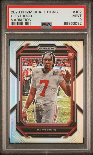2023 PANINI PRIZM DRAFT PICKS #102 CJ STROUD VARIATION PSA 9