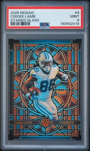 2025 PANINI MOSAIC STAINED GLASS #9 CEEDEE LAMB PSA 9