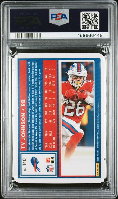 2025 PANINI DONRUSS #140 TY JOHNSON PRESS PROOF BLACK-DIE-CUT 1/1 PSA 9