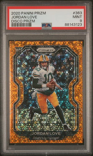 2020 Panini Prizm Jordan Love #363 Orange Disco Rookie RC MINT PSA 9