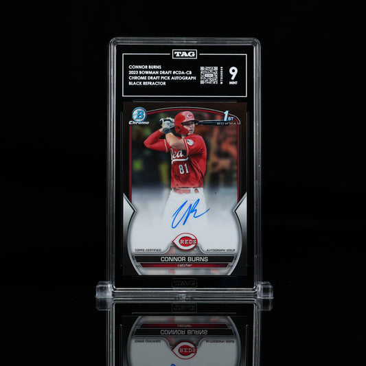 2023 Bowman Draft #CDA-CB Connor Burns Chrome Draft Pick Autograph Black Refractor /75 TAG 9