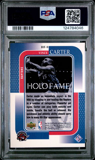 1999 UPPER DECK HOLOGrFX HOLOFAME #HF-9 VINCE CARTER PSA 8