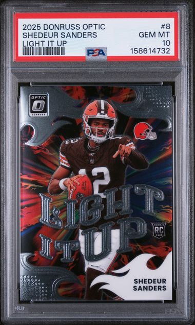 2025 PANINI DONRUSS OPTIC LIGHT IT UP #8 SHEDEUR SANDERS ROOKIE PSA 10