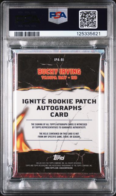2024 TOPPS RESURGENCE IGNITE ROOKIE PATCH AUTOGRAPHS BUCKY IRVING PSA 9