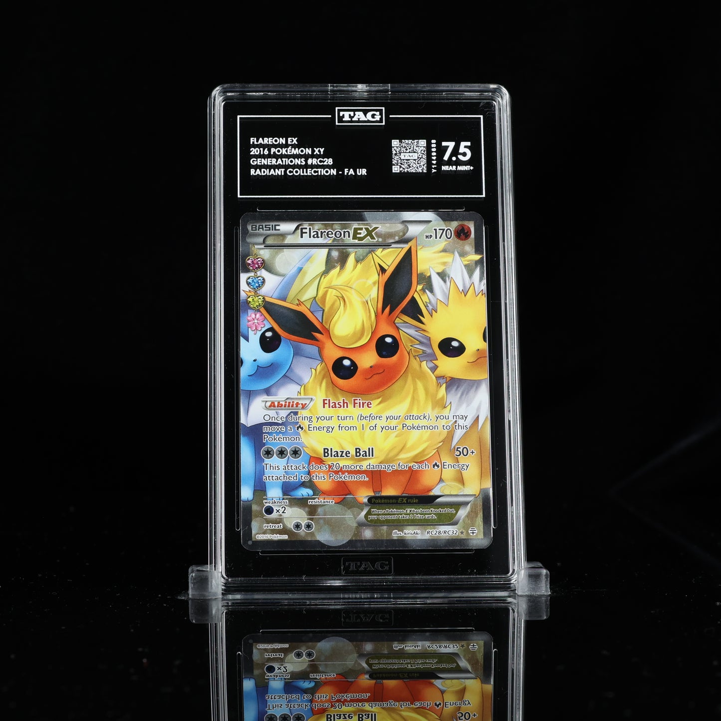 Pokemon 2016 Flareon EX RC28/RC32 Full Art Generations Radiant Collection TAG 7.5