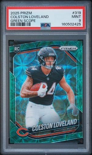 2025 PANINI PRIZM #319 COLSTON LOVELAND GREEN SCOPE /75 PSA 9