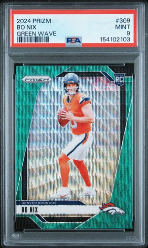 2024 PANINI PRIZM #309 BO NIX GREEN WAVE ROOKIE PSA 9