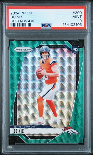 2024 PANINI PRIZM #309 BO NIX GREEN WAVE ROOKIE PSA 9