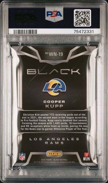 2022 PANINI BLACK WHITE NIGHT #WN19 COOPER KUPP WHITE NIGHT PSA 10