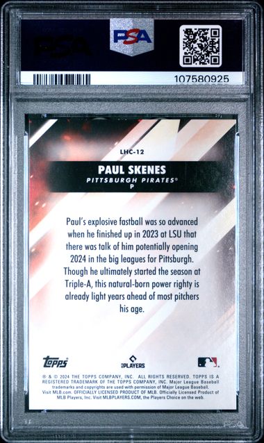 2024 TOPPS UPDATE LET HIM COOK #LHC12 PAUL SKENES PSA 7