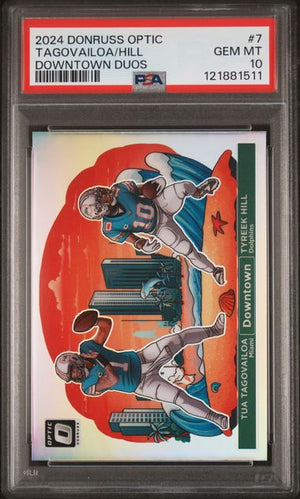 2024 PANINI DONRUSS OPTIC DOWNTOWN DUOS #7 TAGOVAILOA/HILL PSA 10