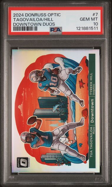 2024 PANINI DONRUSS OPTIC DOWNTOWN DUOS #7 TAGOVAILOA/HILL PSA 10