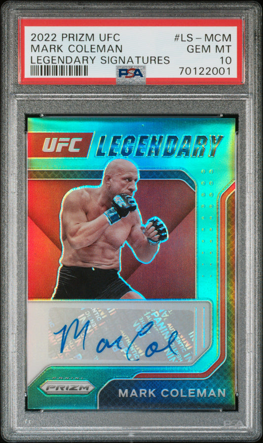 Mark Coleman 2022 Prizm Green Legendary Auto UFC PSA 10