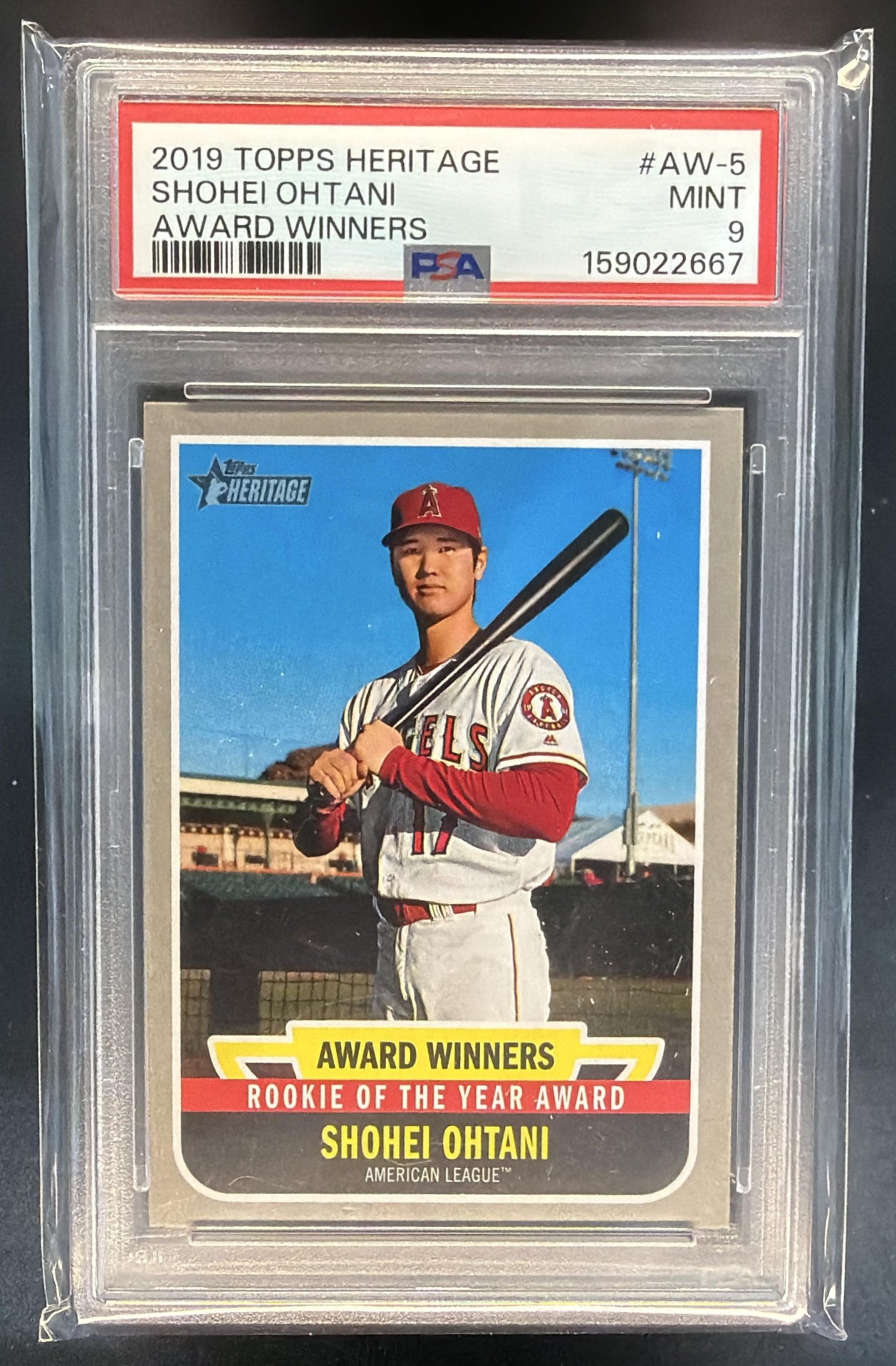 2019 Topps Heritage Shohei Ohtani #AW-5 Award Winners Angels PSA 9 — front