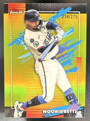 2026 Topps Finest Mookie Betts #129 Uncommon Yellow Refractor 274/275 Dodgers