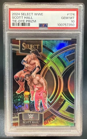 2024 Panini Select WWE Scott Hall #174 Tie-Dye Prizm 25/25 Premier Level PSA 10