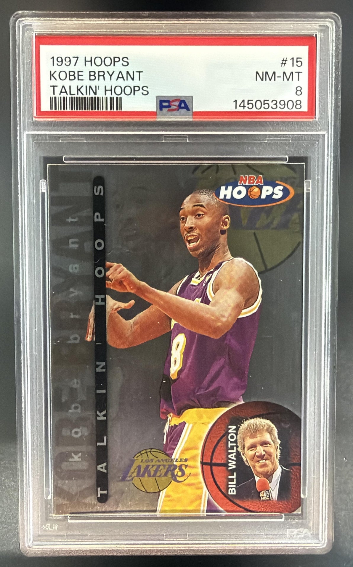 1997-98 Hoops Kobe Bryant #15 Talkin' Lakers PSA 8 — front