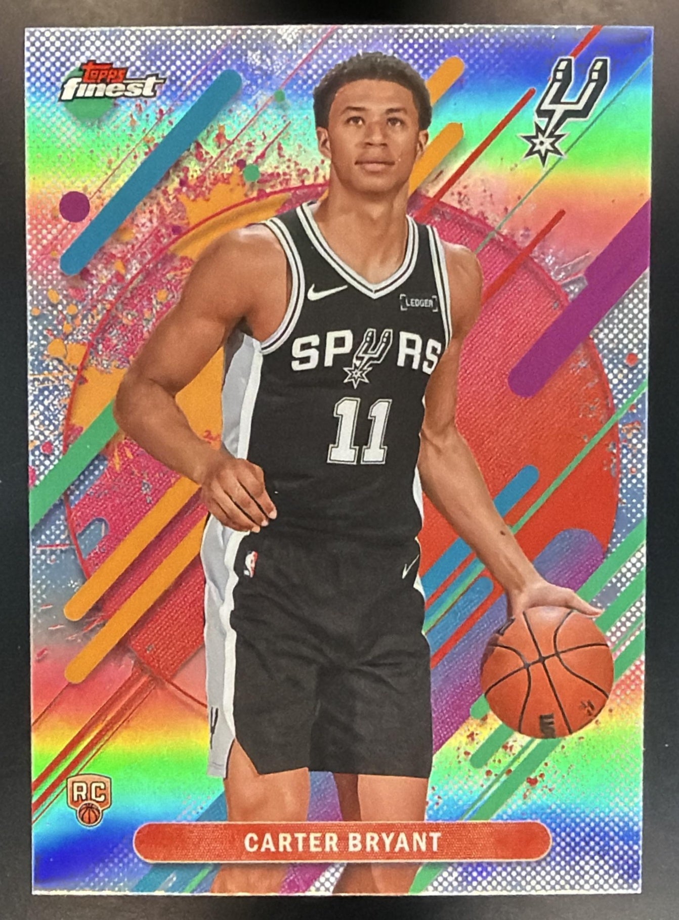 2025-26 Topps Finest Carter Bryant #214 Rare Refractor RC Spurs — front