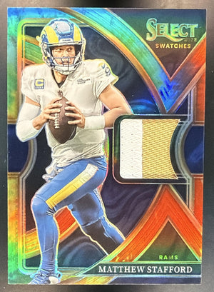 2022 Panini Select Matthew Stafford #SS-6 Swatches Tie Dye Prizm 22/25 MEM Rams