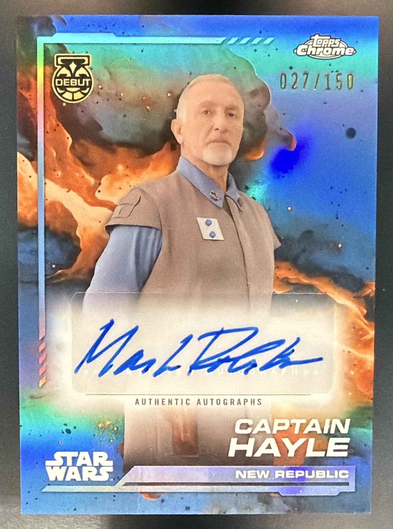 2024 Topps Chrome Star Wars Mark Rolston Auto Skywalker Blue Refractor /150 — front