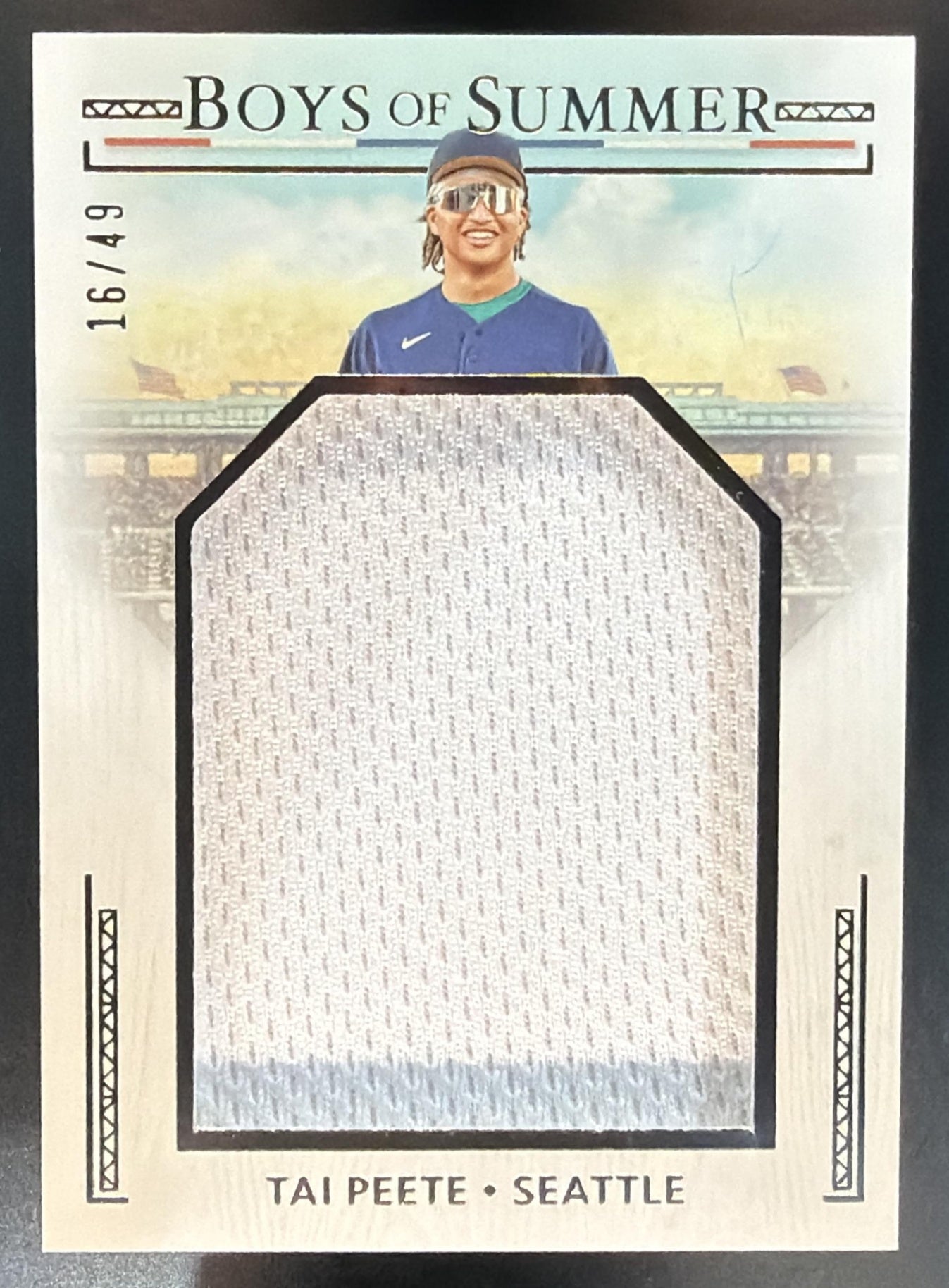 2024 Panini Boys of Summer Tai Peete #JPM-TP Jumbo Prospect Materials /49 MEM — front
