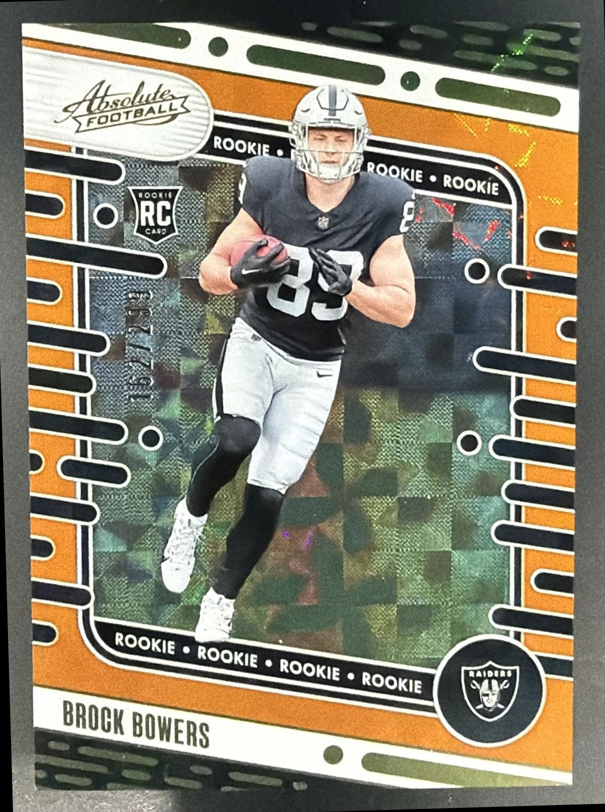 2024 Panini Absolute Brock Bowers #113 Rookies Orange Mosaic 162/299 RC Raiders — front
